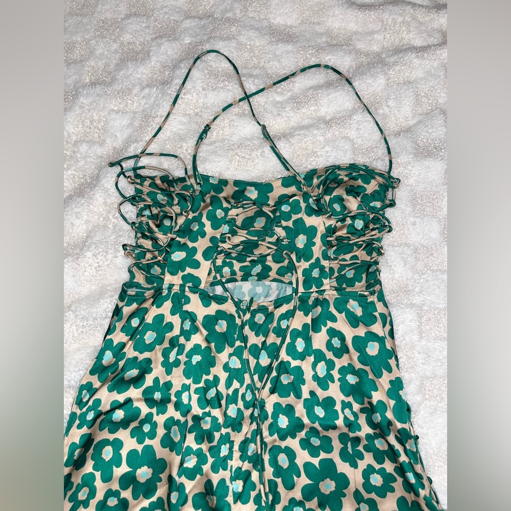 For Love & Lemons Green Floral Lincoln Midi Dress • Small - Picture 6 of 16